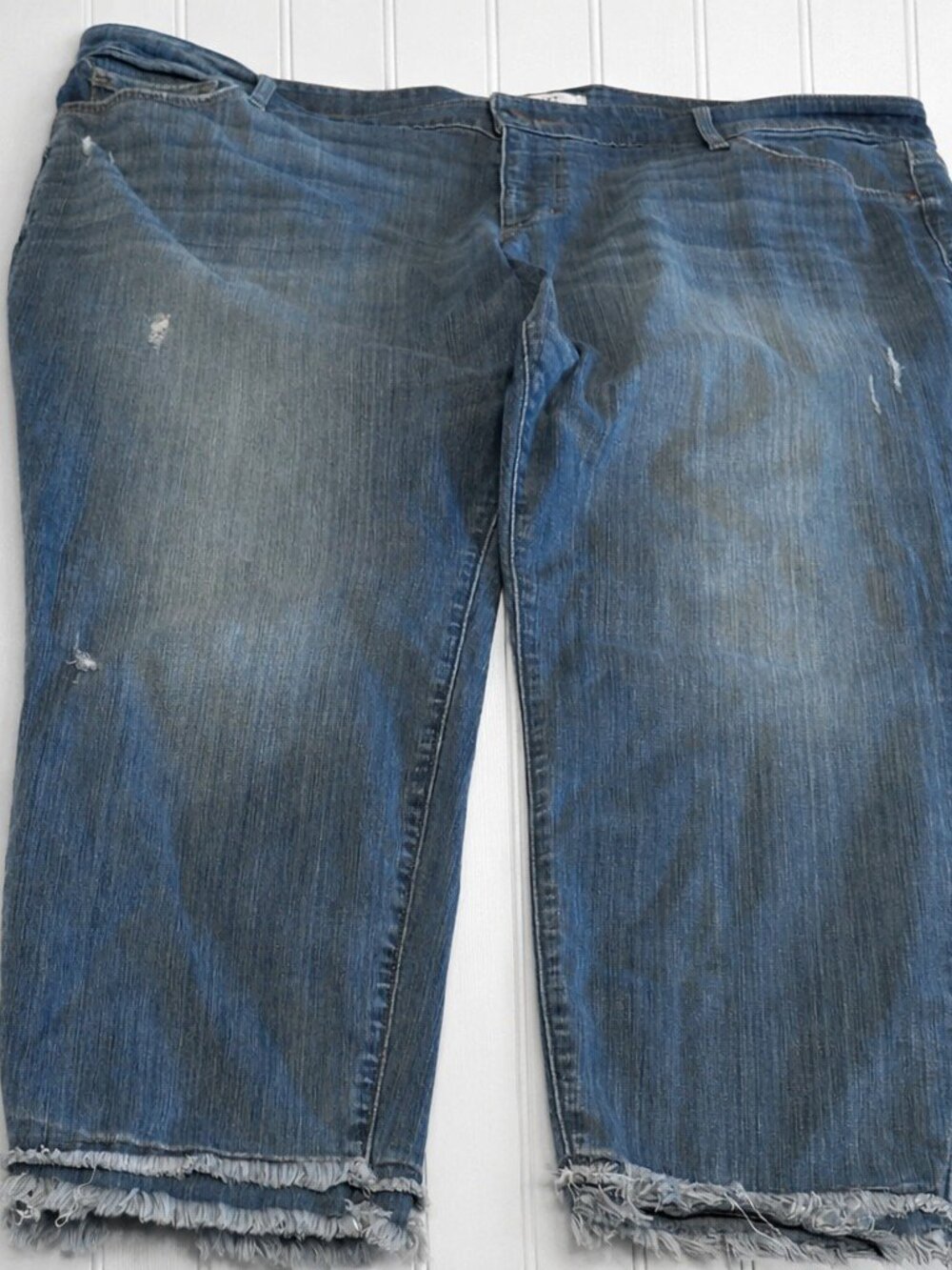LOFT Dark Blue Straight Plus Jeans Distressed Raw Hem 5-Pocket Design Women